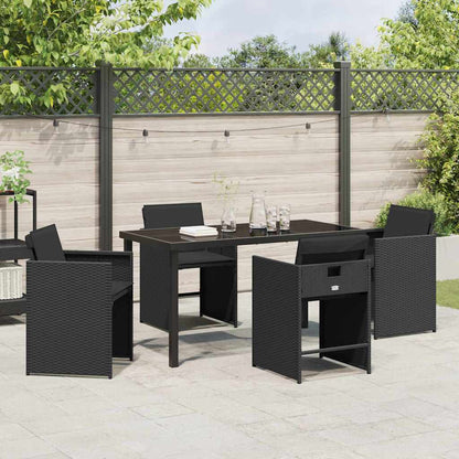 Garten Essgruppe mit Kissen 5 pcs Schwarz Poly-Rattan