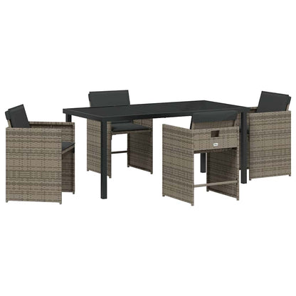 Garten Essgruppe mit Kissen 5 pcs Grau Poly-Rattan