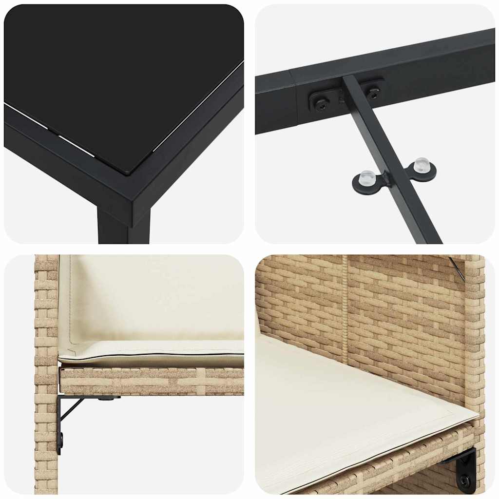 Garten Essgruppe mit Kissen 5 pcs Beige Poly-Rattan