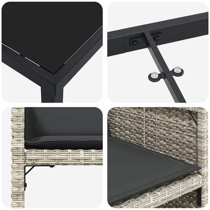 Garten Essgruppe mit Kissen 5 pcs Hellgrau Poly-Rattan