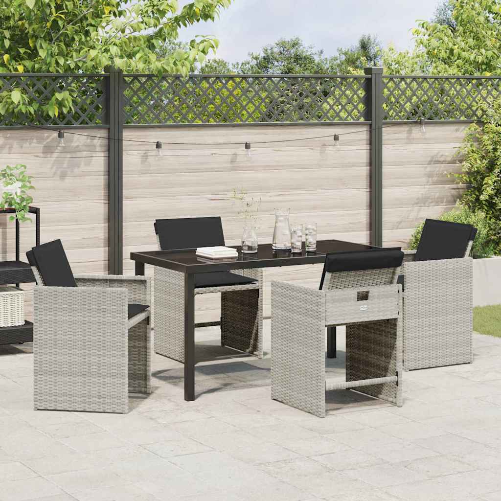 Garten Essgruppe mit Kissen 5 pcs Hellgrau Poly-Rattan