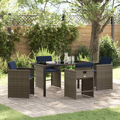 Garten Essgruppe mit Kissen 5 pcs Grau Poly-Rattan