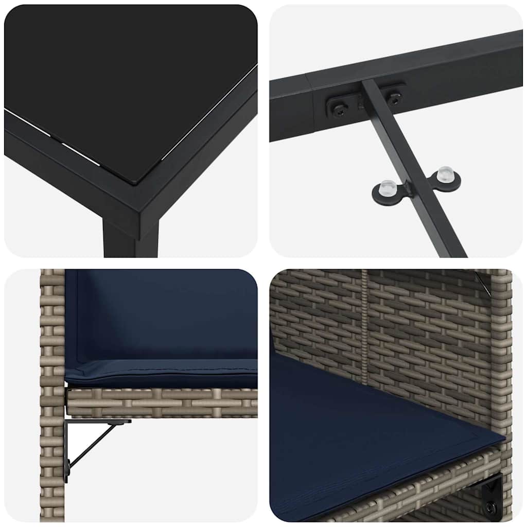 Garten Essgruppe mit Kissen 5 pcs Grau Poly-Rattan