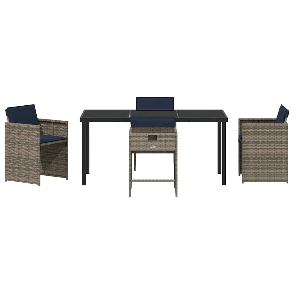 Garten Essgruppe mit Kissen 5 pcs Grau Poly-Rattan