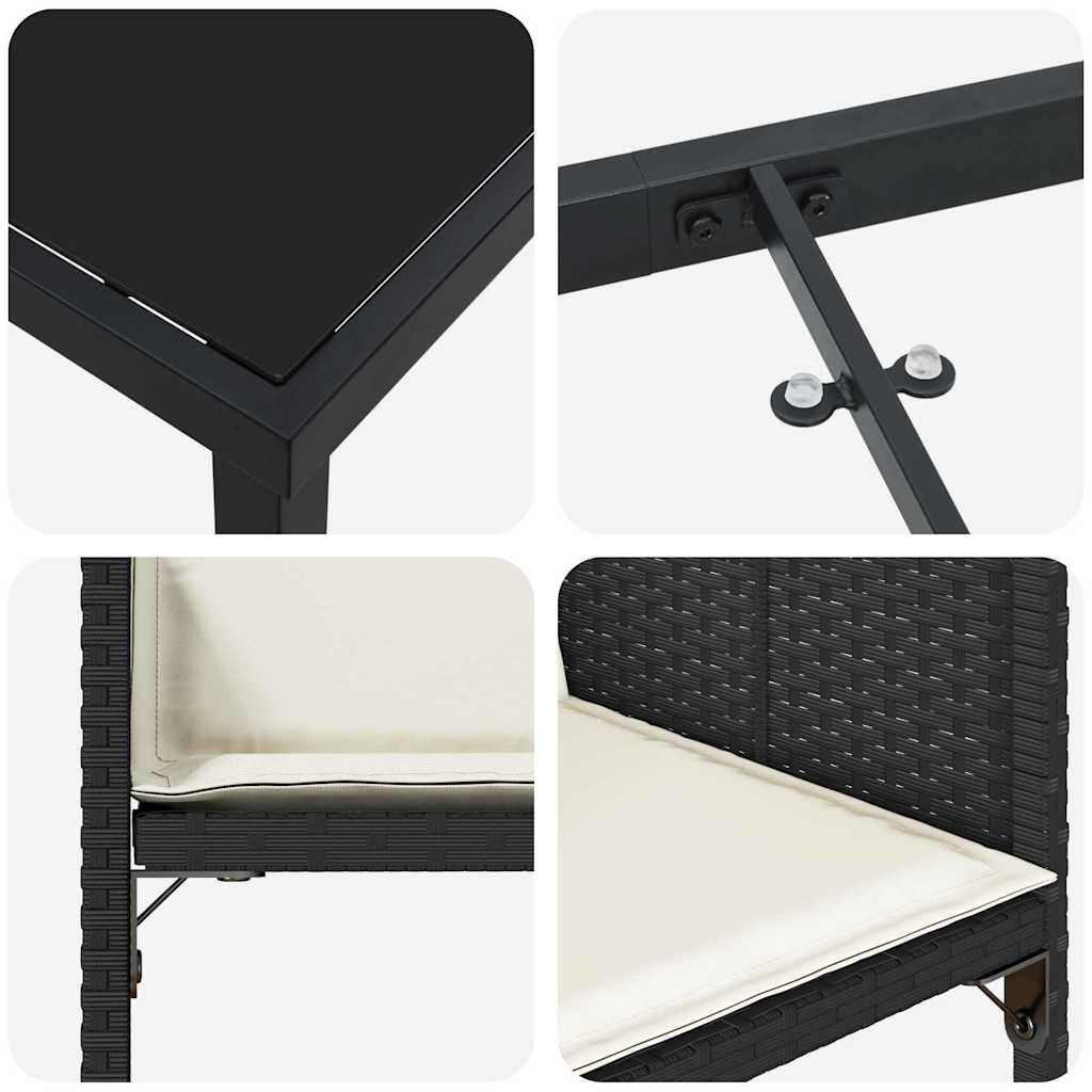 Garten Essgruppe mit Kissen 5 pcs Schwarz Poly-Rattan