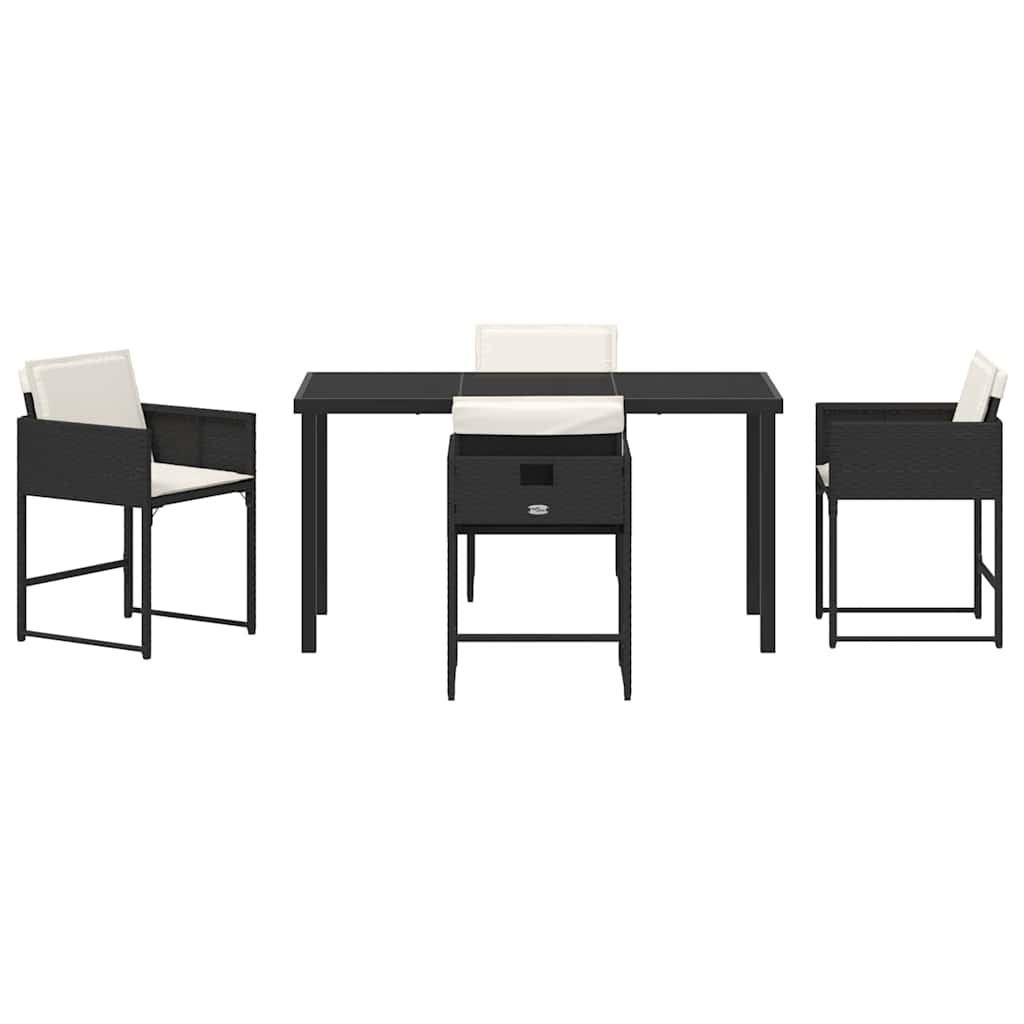 Garten Essgruppe mit Kissen 5 pcs Schwarz Poly-Rattan