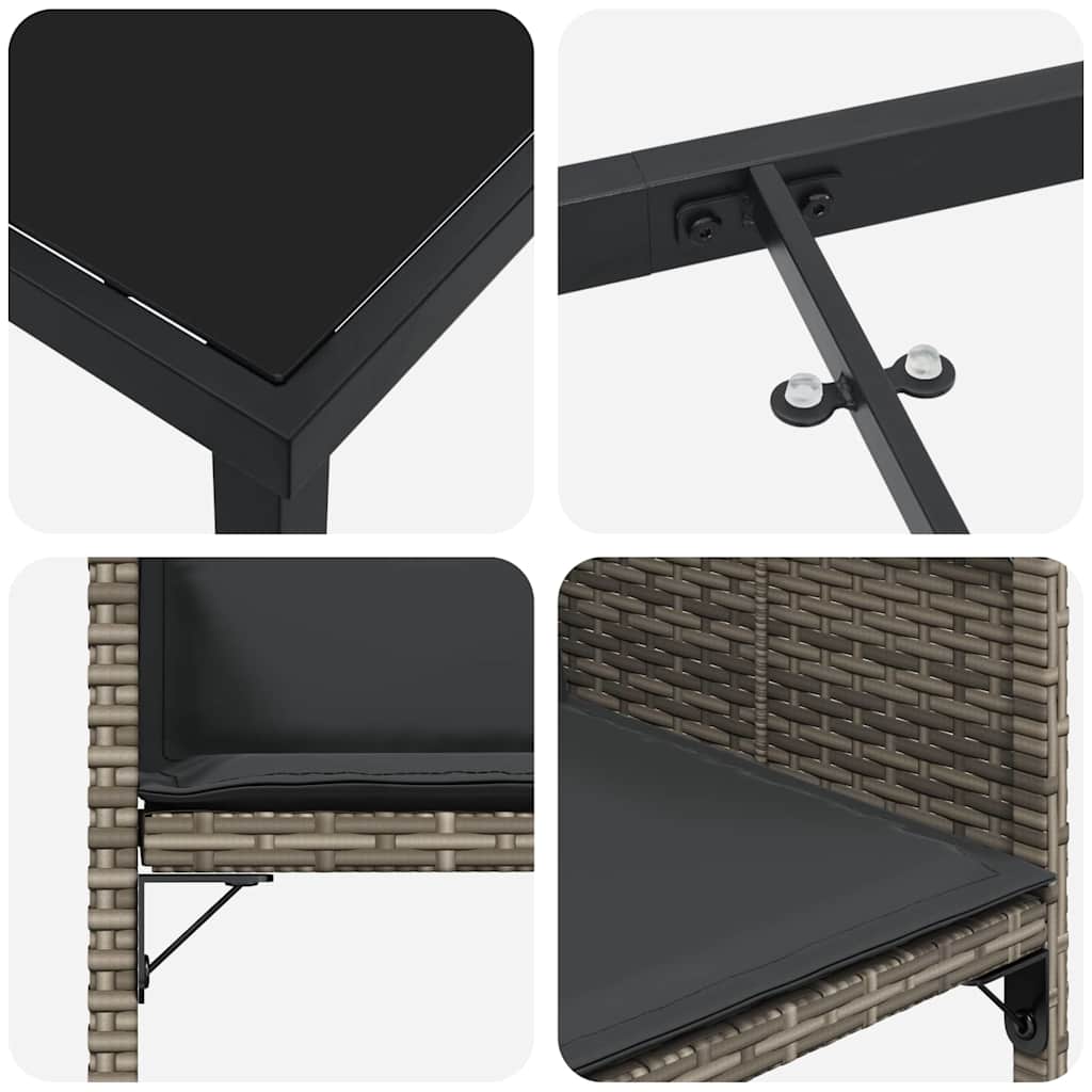 Garten Essgruppe mit Kissen 5 pcs Grau Poly-Rattan