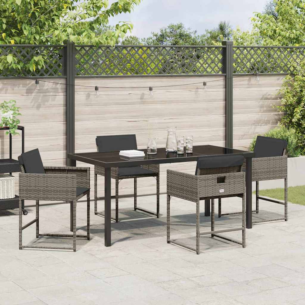 Garten Essgruppe mit Kissen 5 pcs Grau Poly-Rattan