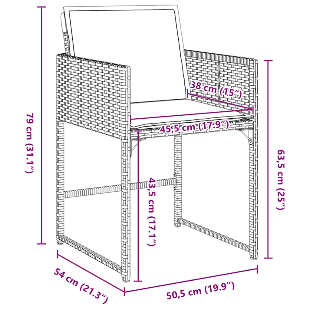 Garten Essgruppe mit Kissen 9 pcs Beige Poly-Rattan