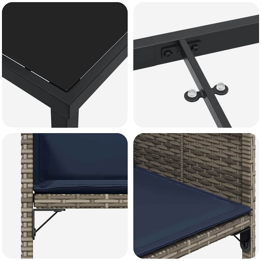 Garten Essgruppe mit Kissen 5 pcs Grau Poly-Rattan