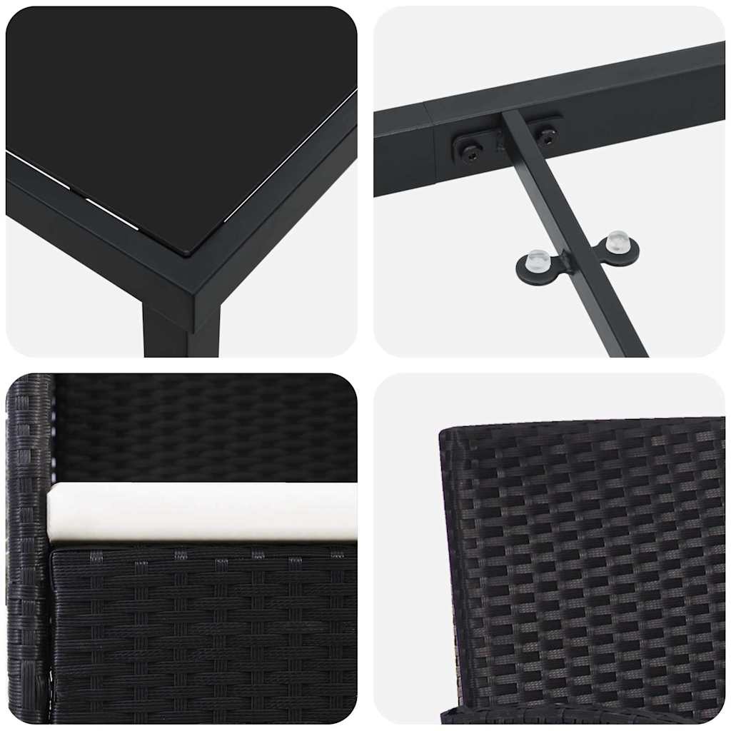 Garten Essgruppe mit Kissen 5 pcs Schwarz Poly-Rattan