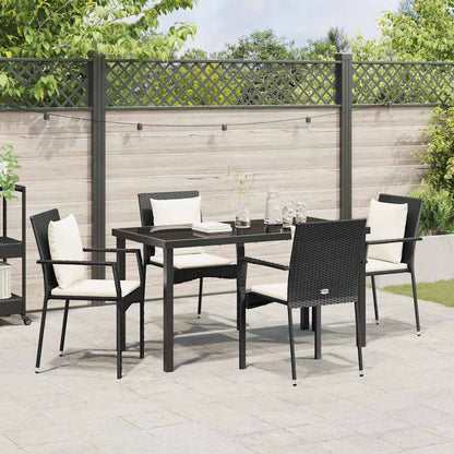 Garten Essgruppe mit Kissen 5 pcs Schwarz Poly-Rattan