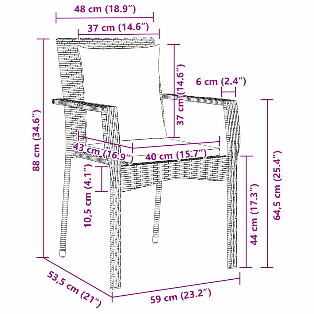 Garten Essgruppe mit Kissen 5 pcs Grau Poly-Rattan