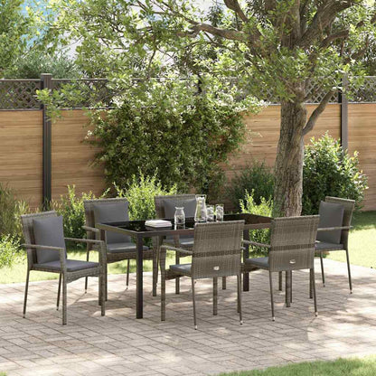 Garten Essgruppe mit Kissen 7 pcs Grau Poly-Rattan