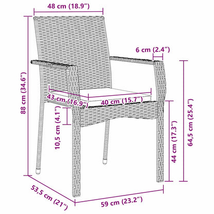 Garten Essgruppe mit Kissen 9 pcs Grau Poly-Rattan