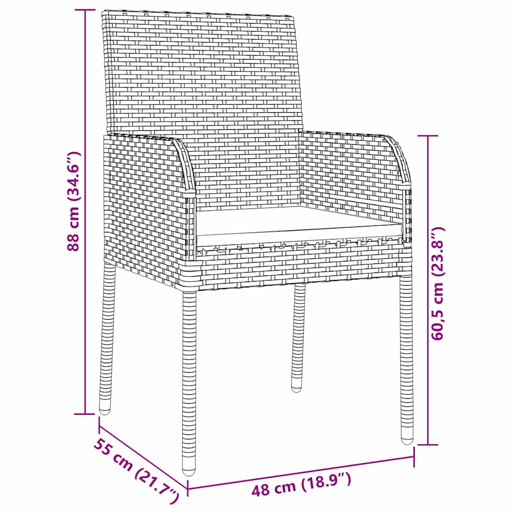 Garten Essgruppe mit Kissen 5 pcs Grau Poly-Rattan