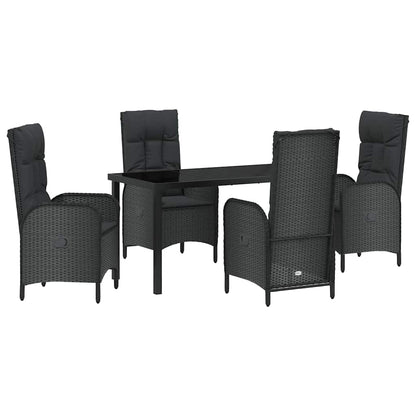 Garten Essgruppe mit Kissen 5 pcs Schwarz Poly-Rattan