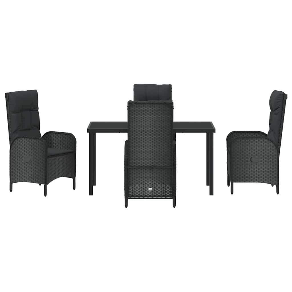 Garten Essgruppe mit Kissen 5 pcs Schwarz Poly-Rattan