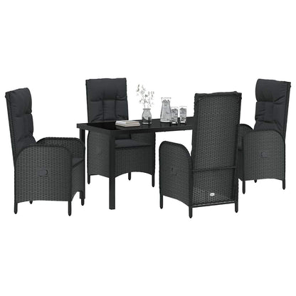 Garten Essgruppe mit Kissen 5 pcs Schwarz Poly-Rattan