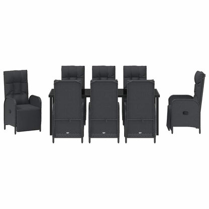 Garten Essgruppe mit Kissen 9 pcs Schwarz Poly-Rattan