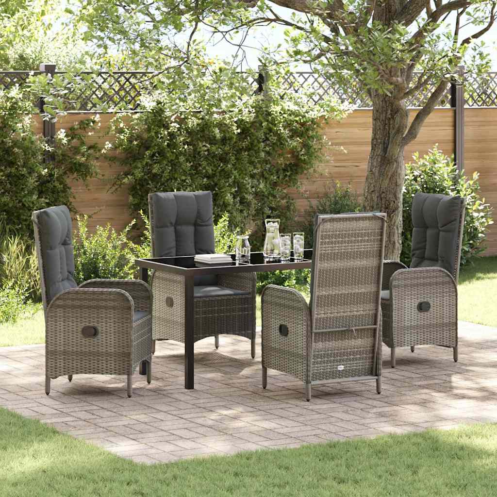 Garten Essgruppe mit Kissen 5 pcs Grau Poly-Rattan