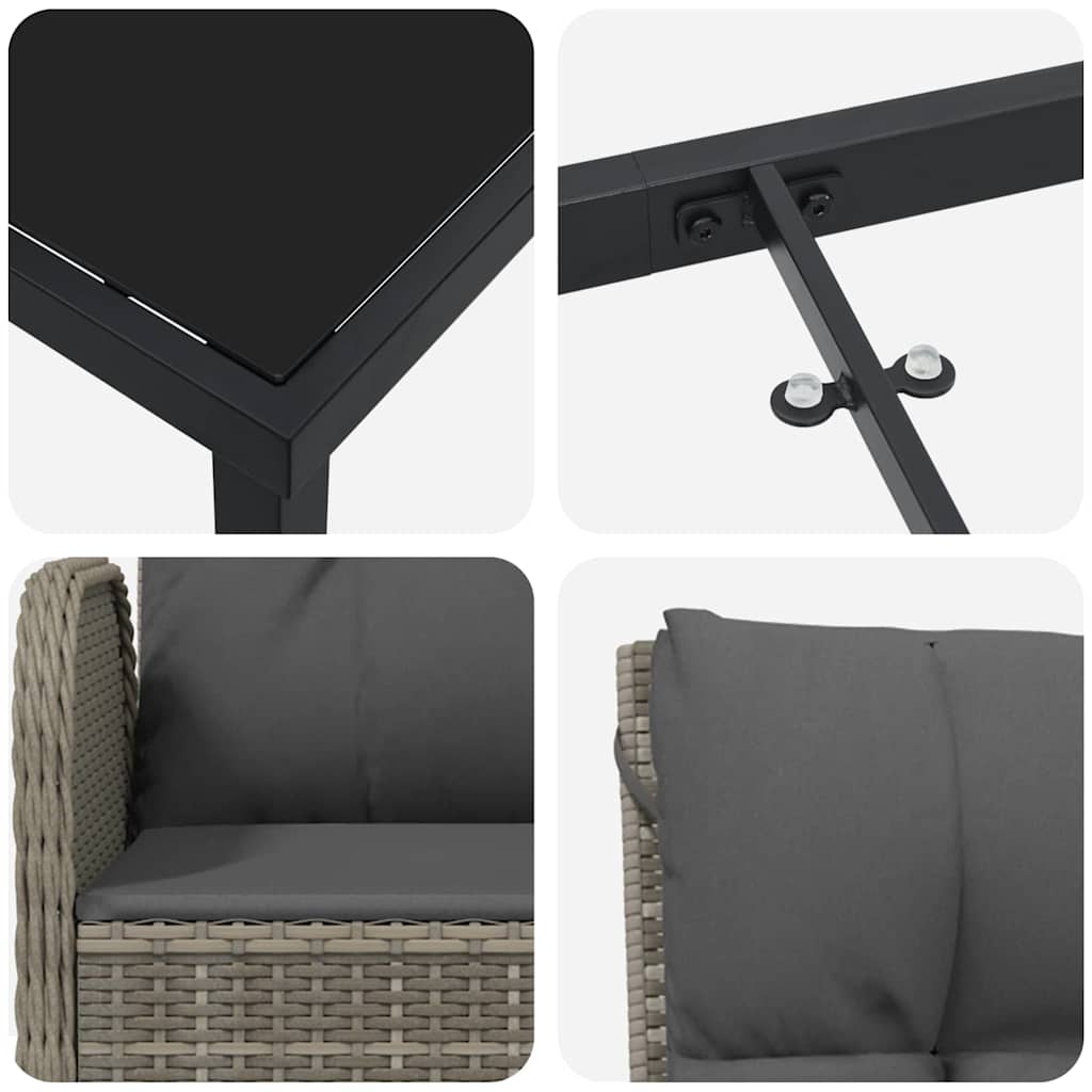 Garten Essgruppe mit Kissen 5 pcs Grau Poly-Rattan