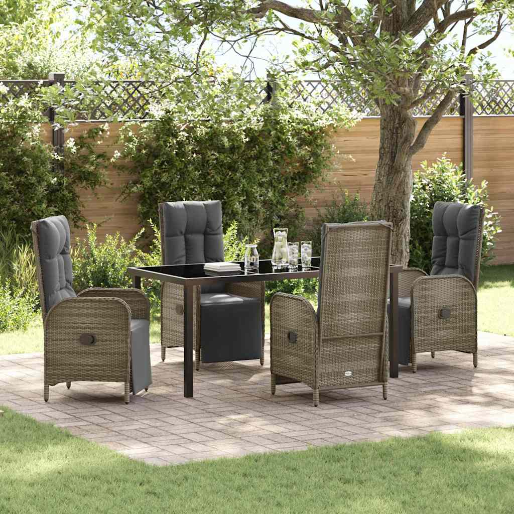 Garten Essgruppe mit Kissen 5 pcs Grau Poly-Rattan