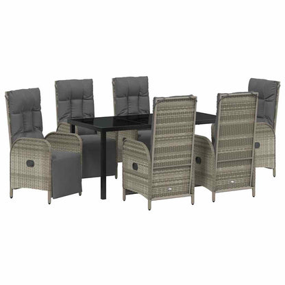 Garten Essgruppe mit Kissen 7 pcs Grau Poly-Rattan