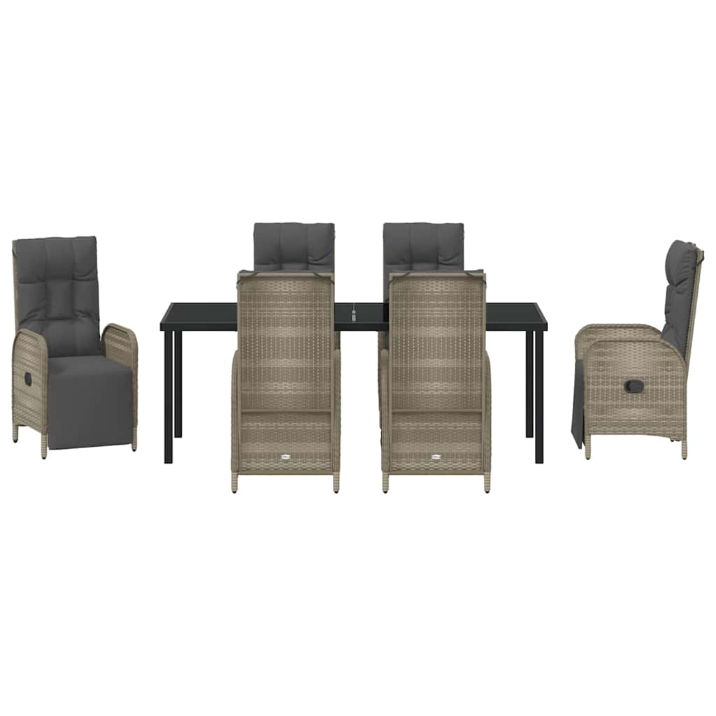 Garten Essgruppe mit Kissen 7 pcs Grau Poly-Rattan