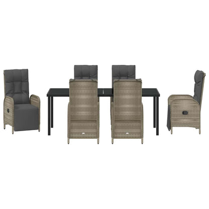 Garten Essgruppe mit Kissen 7 pcs Grau Poly-Rattan