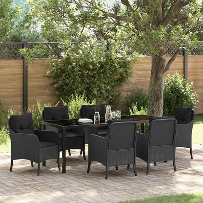 Garten Essgruppe mit Kissen 7 pcs Schwarz Poly-Rattan