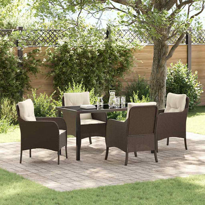 Garten Essgruppe mit Kissen 5 pcs Braun Poly-Rattan