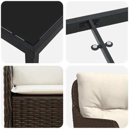 Garten Essgruppe mit Kissen 9 pcs Braun Poly-Rattan