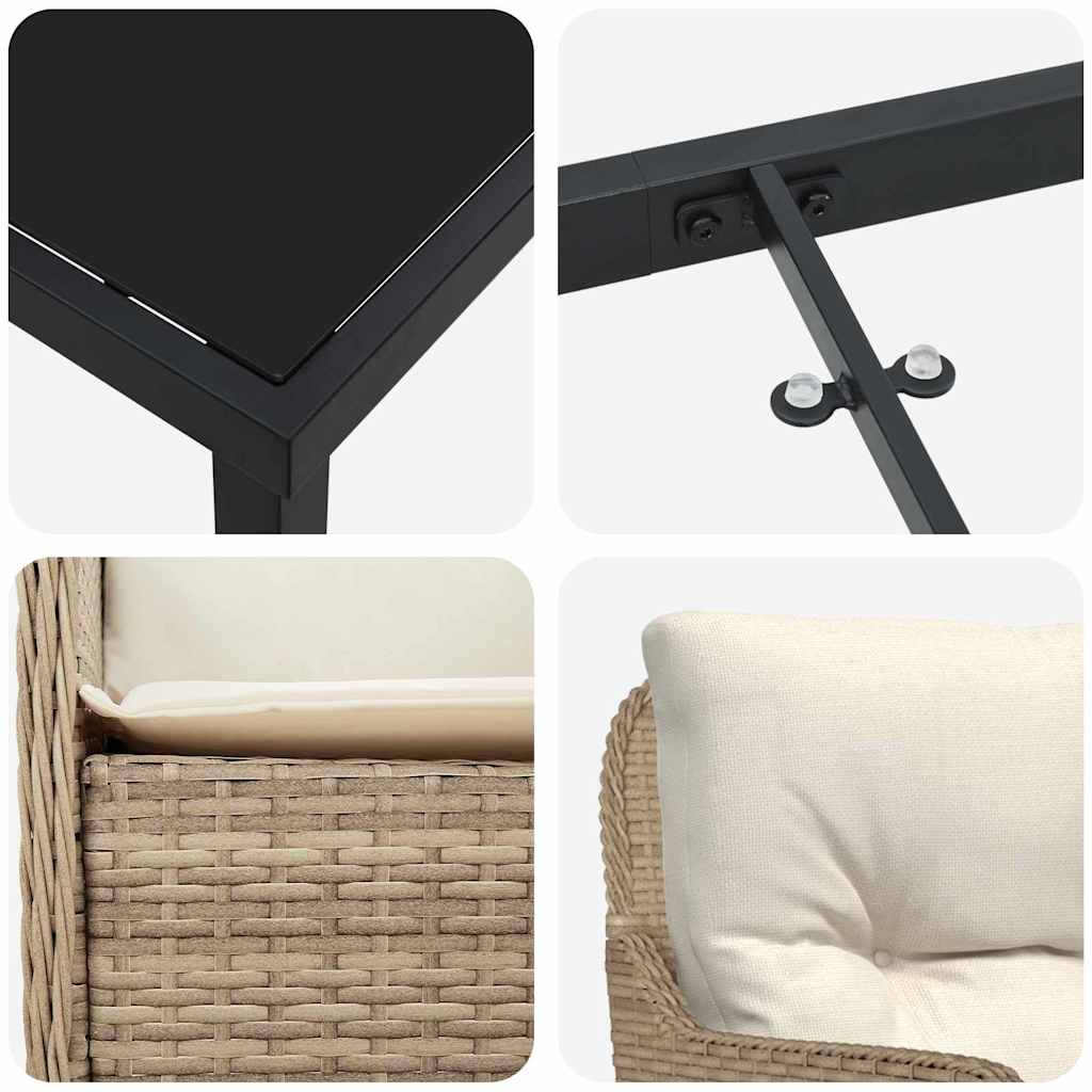 Garten Essgruppe mit Kissen 5 pcs Beige Poly-Rattan