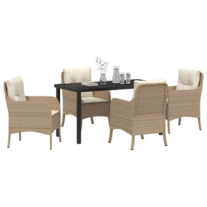 Garten Essgruppe mit Kissen 5 pcs Beige Poly-Rattan