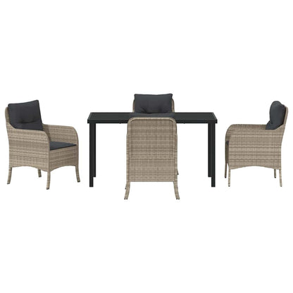 Garten Essgruppe mit Kissen 5 pcs Hellgrau Poly-Rattan