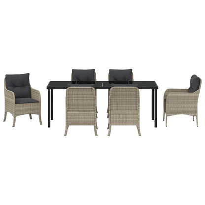 Garten Essgruppe mit Kissen 7 pcs Hellgrau Poly-Rattan