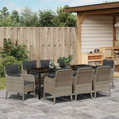 Garten Essgruppe mit Kissen 9 pcs Hellgrau Poly-Rattan