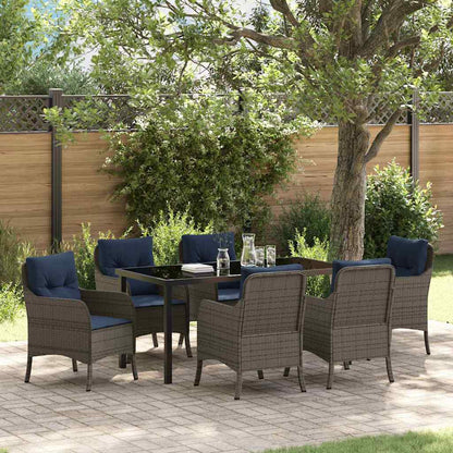 Garten Essgruppe mit Kissen 7 pcs Grau Poly-Rattan