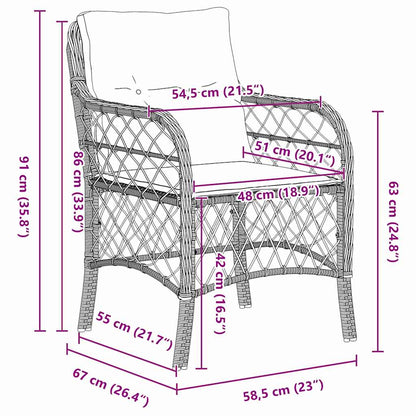 Garten Essgruppe mit Kissen 5 pcs Braun Poly-Rattan