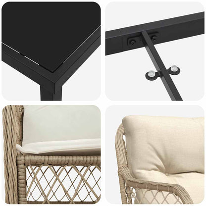 Garten Essgruppe mit Kissen 7 pcs Beige Poly-Rattan