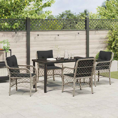 Garten Essgruppe mit Kissen 5 pcs Hellgrau Poly-Rattan
