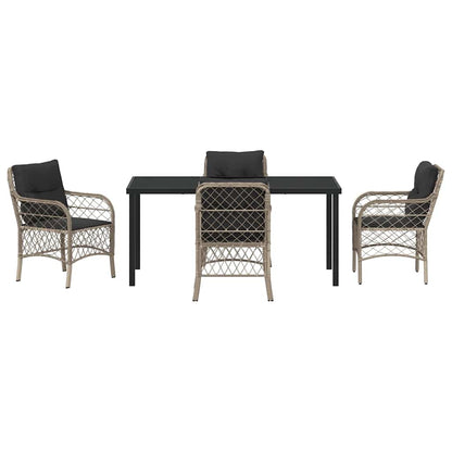 Garten Essgruppe mit Kissen 5 pcs Hellgrau Poly-Rattan