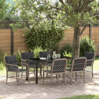 Garten Essgruppe mit Kissen 7 pcs Hellgrau Poly-Rattan