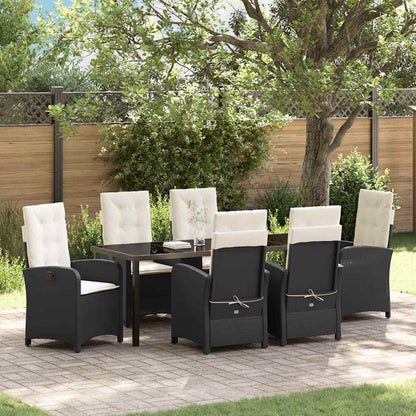 Garten Essgruppe mit Kissen 7 pcs Schwarz Poly-Rattan