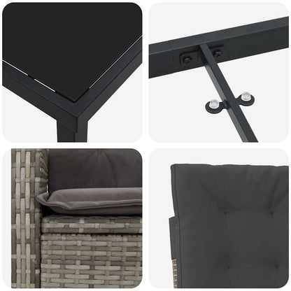 Garten Essgruppe mit Kissen 5 pcs Grau Poly-Rattan