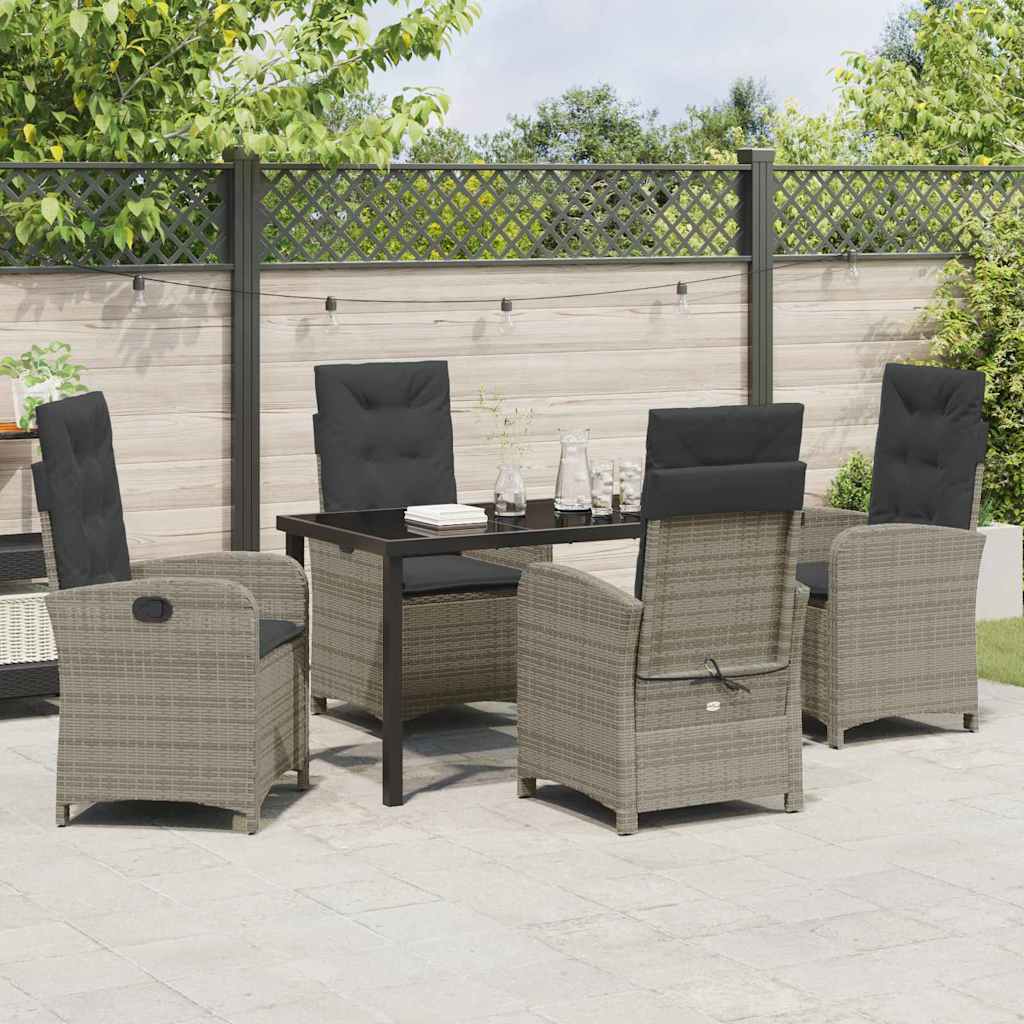 Garten Essgruppe mit Kissen 5 pcs Grau Poly-Rattan