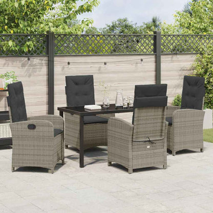 Garten Essgruppe mit Kissen 5 pcs Grau Poly-Rattan