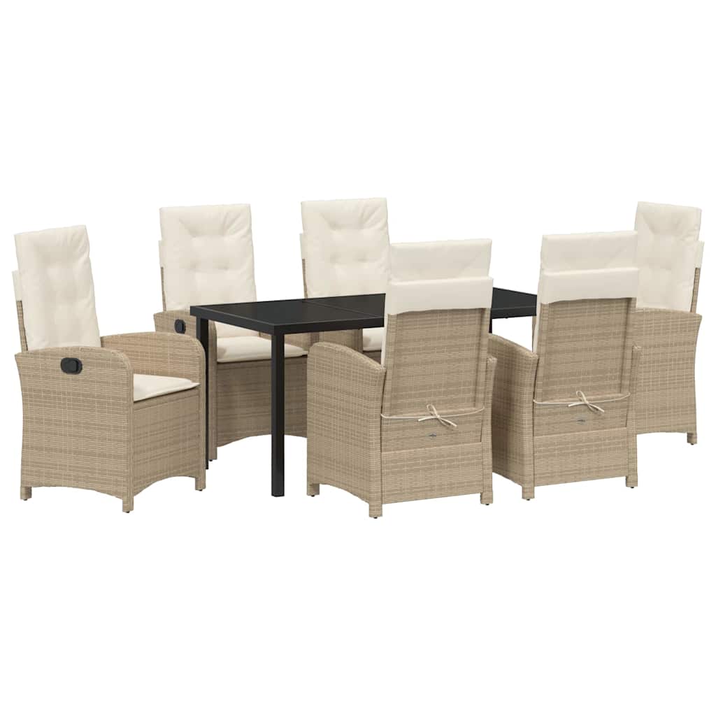 Garten Essgruppe mit Kissen 7 pcs Beige Poly-Rattan