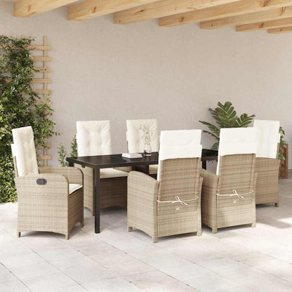 Garten Essgruppe mit Kissen 7 pcs Beige Poly-Rattan
